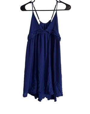 La Class Blue Rayon Ruffle Spaghetti Strap Mini Dress Size L